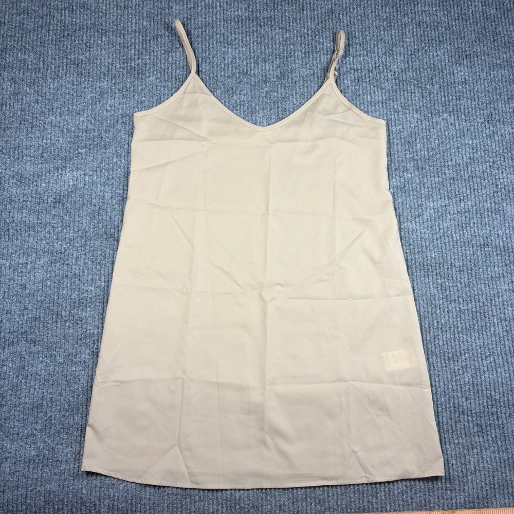 Devotion Twins Womens Small Tan V-Neck Adjustable Strap Mini Slip Dress Tan